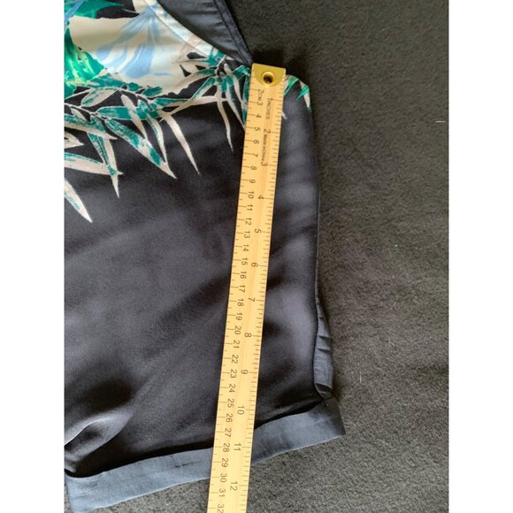 Liz Claiborne Black Floral Short Sleeve High-Low Blouse Womens Size Large - Picture 7 of 9